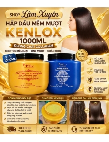 Hấp dầu siêu mềm mượt collagen Kenlox 1000ml hủ màu vàng, xanh hấp tóc dưỡng tóc giúp tóc mềm mại chắc khỏe