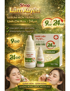 Serum mụn trắng da Linh Chi 9giờ 24giờ Mp Vàng 12g giúp giảm viêm giảm sưng không bong tróc ngứa rát