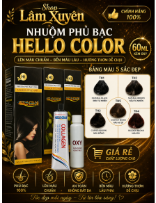 Nhuộm phủ bạc HELLO COLOR 60ML kèm oxy lên màu chuẩn có 5 màu giá rẻ chính hãng an toàn không rát da