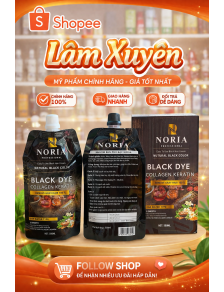 Bộ nhuộm đen phủ bạc Noria Black Dye Collagen 500ml X2 túi thơm dịu dàng không dính da đầu