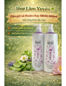 Dầu gội xả thuần chay MEIKI 800ml với công thức dịu nhẹ chiết xuất tự nhiên siêu phục hồi khô xơ tóc
