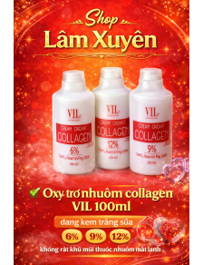 Oxy trợ nhuộm collagen VIL 100ml dạng kem trắng sữa 6% 9% 12% không rát khử mùi thuốc nhuộm mát lạnh