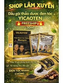 Dầu gội thảo dược đen tóc YICAOTEN 30ml FREESHIP hộp 10 gói dùng được cho tóc bạc sử dụg như dầu gội