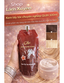 Kem tẩy tóc chuyên nghiệp QL8X 500ml là sản phẩm tẩy nâng nền bóc màu hiệu quả phù hợp cho salon.