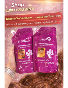Kem duỗi uốn collagen đa năng BIBOMAX 800ml uốn tái sinh căng sóng mềm mượt giữ nếp bồng bền siêu mê