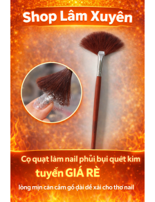 Cọ quạt làm nail phủi bụi quét kim tuyến GIÁ RẺ lông mịn cán cầm gỗ dài dễ xài cho thợ nail học viên
