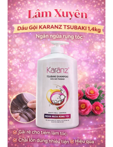 Dầu Gội KARANZ TSUBAKI 1,4kg Ngăn ngừa rụng tóc gái rẻ cho tiệm làm tóc, chai lớn dùng nhiều tiện hiệu quả