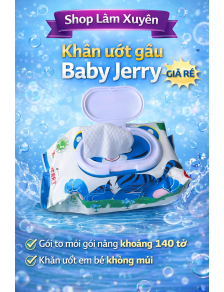 Khăn ướt gấu Baby Jerry gói to mỗi gói nặng khoảng 140 tờ khăn ướt em bé không mùi GIÁ RẺ.