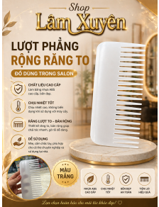 Lượt phẳng rộng răng to đồ dùng trong salon màu trắng làm bằng nhựa ABS chịu nhiệt tốt dễ sử dụng.