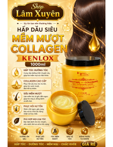 Hấp dầu siêu mềm mượt collagen Kenlox 1000ml hủ màu vàg hấp tóc dưỡng tóc giúp tóc mềm mại chắc khỏe