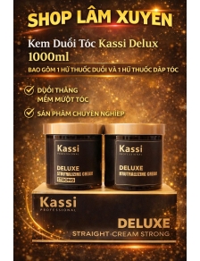 Kem duỗi tóc Kassi Delux 1000ml bao gồm 1 hu thuốc duỗi và 1 hủ thuốc dập tóc sản phẩm chuyên nghiệp