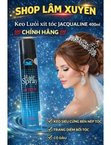 Keo Lưới xịt tóc JACQUALINE 400ml CHÍNH HÃNG keo siêu cứng bền nếp tóc trang điểm bới tóc cô dâu
