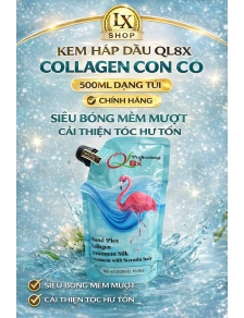 KEM HẤP DẦU QL8X COLLAGEN CON CÒ 500ML dạng túi CHÍNH HÃNG siêu bóng mềm mượt cải thiện tóc hư tổn.