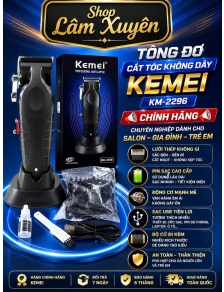 Tông đơ cắt tóc không dây KEMEI KM-2296 CHÍNH HÃNG chuyên nghiệp dành cho salon gia đình và trẻ em