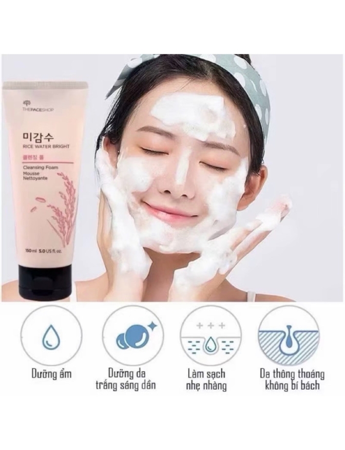 Sửa rửa mặt Gạo Hồng Hàn Quốc 150ml dạng tuýp dưỡng trắng, sạch nhờn, dưỡng ẩm phù hợp mọi loại da.
