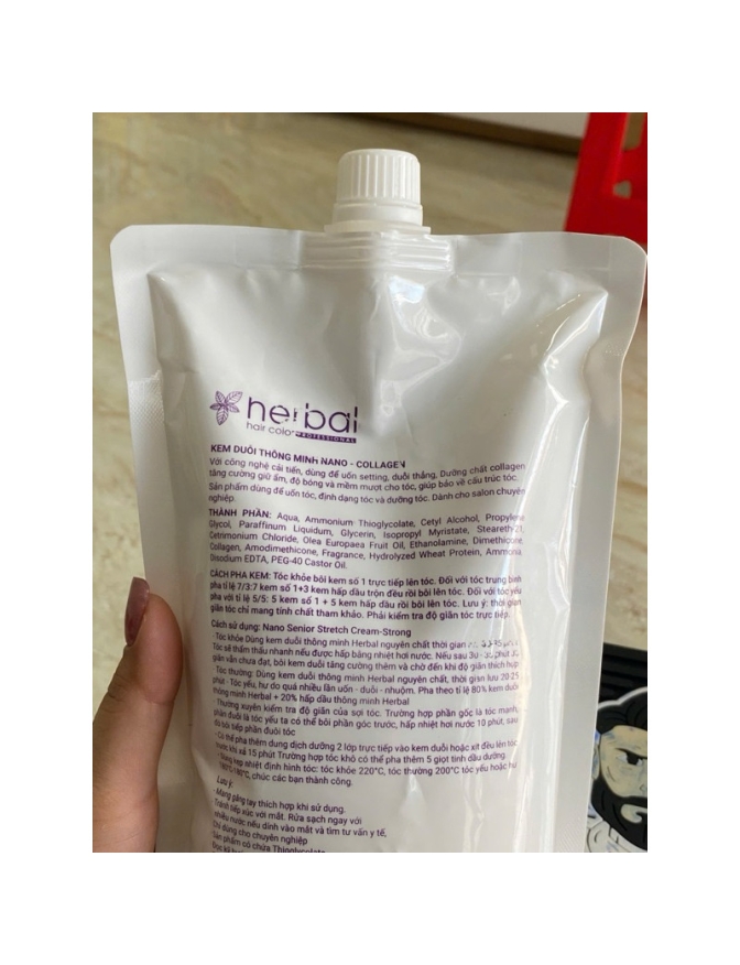 Kem duỗi 1 lần Nano collagen Strong Herbal 1000ml dạng túi công nghệ mới