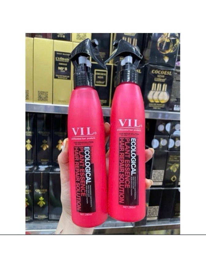 Xịt dưỡng tóc VIL đỏ 280ml phục hồi hư tổn giúp tóc mềm mượt chắc khoẻ dạg chai xịt có vòi an toàn