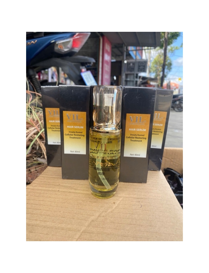 Tinh dầu dưỡng tóc VIL dung tích 80ml dạng serum màu vàng có vòi xịt bảo vệ tóc khỏi tác nhân tia UV