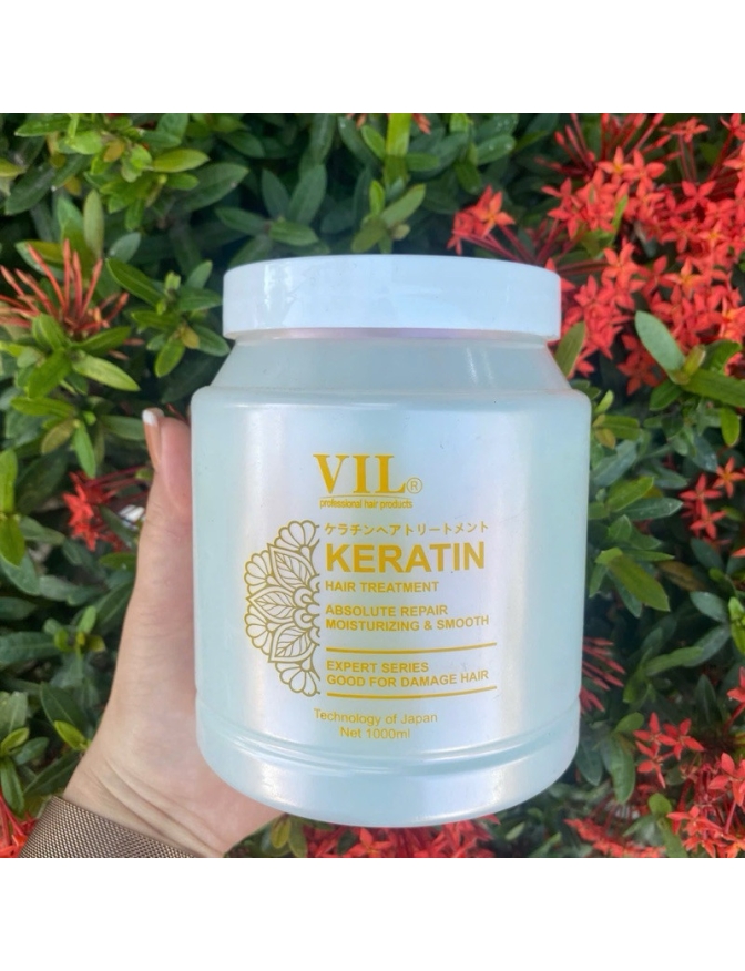 Hấp dầu tóc Keratin VIL HỦ TRẮNG phục hồi khô xơ hư tổn và nhuộm dạg kem sánh đặc hương phấn