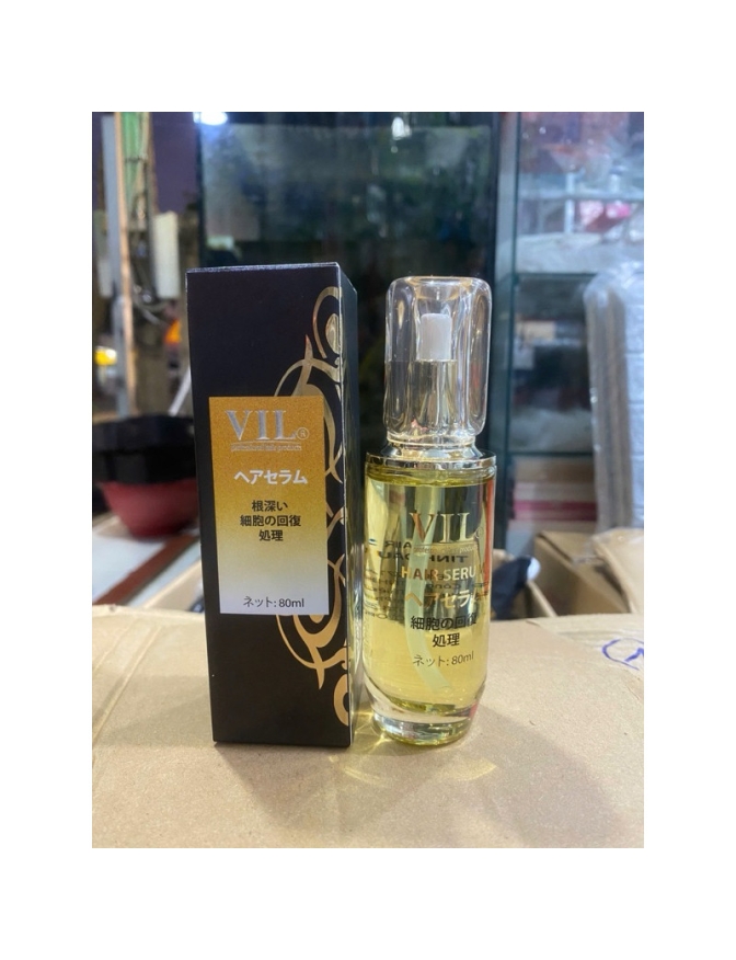 Tinh dầu dưỡng tóc VIL dung tích 80ml dạng serum màu vàng có vòi xịt bảo vệ tóc khỏi tác nhân tia UV