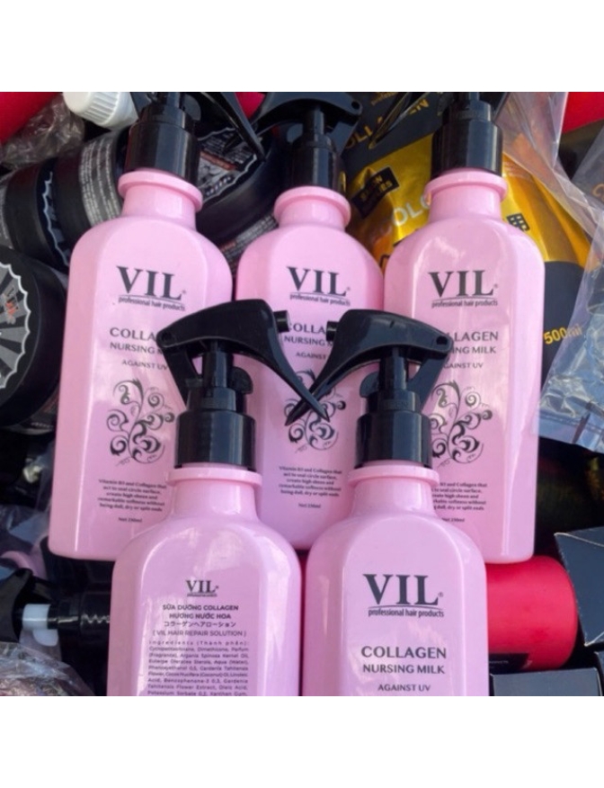 Sữa dưỡng collagen VIL 250ml Chai màu hồng có vòi xịt cao cấp tiện lợi an toàn hương thơm quyến rủ