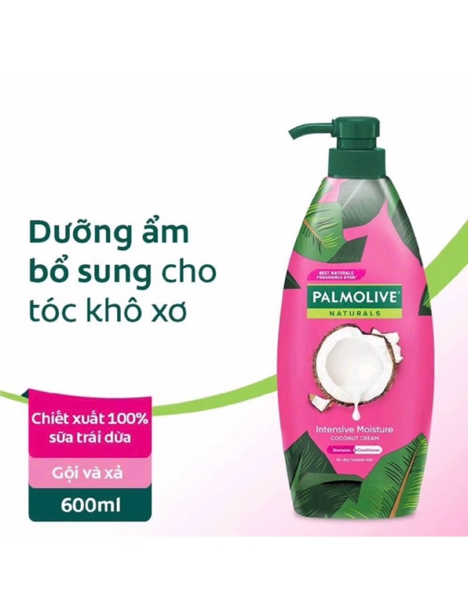 Dầu gọi xả 2 trong 1 Palmolive sữa dừa chiết xuất từ thiên nhiên dưỡng ẩm tóc 600ml vòi xịt tiện lợi