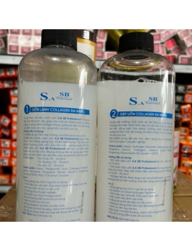 Bộ đôi uốn lạnh,dập uốn collagen SA.SB đa năng 1000ml dạng gel chiết xuất collagen siêu dưỡng