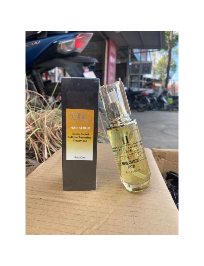 Tinh dầu dưỡng tóc VIL dung tích 80ml dạng serum màu vàng có vòi xịt bảo vệ tóc khỏi tác nhân tia UV