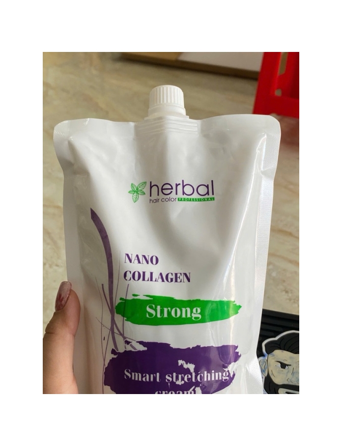 Kem duỗi 1 lần Nano collagen Strong Herbal 1000ml dạng túi công nghệ mới