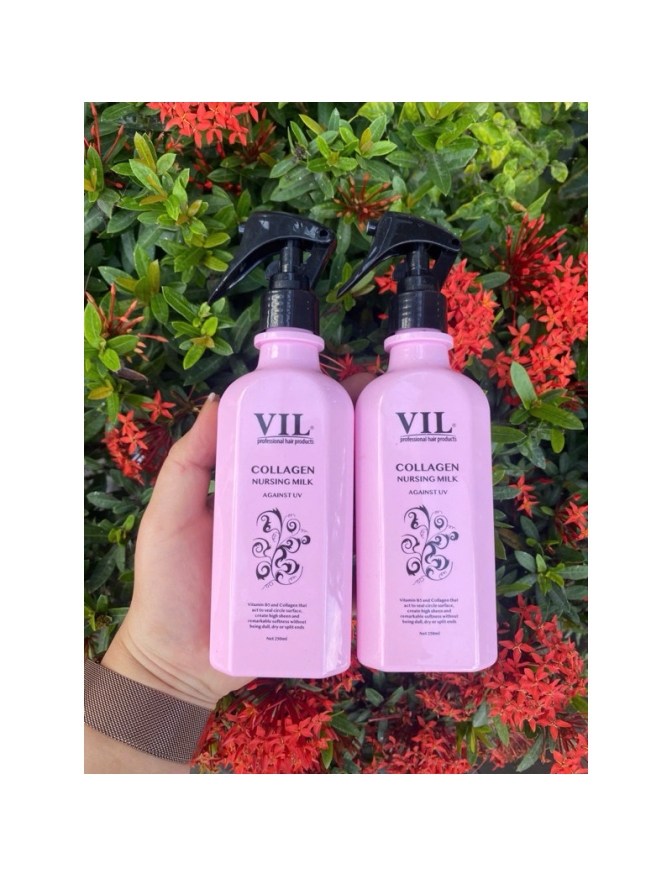 Sữa dưỡng collagen VIL 250ml Chai màu hồng có vòi xịt cao cấp tiện lợi an toàn hương thơm quyến rủ