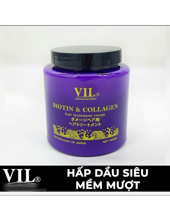 Hấp Dầu VIL 3D TÍM 1000ml kem ủ siêu mềm mượt 1000ml giữ màu phục hồi chuyên sâu thơm lâu